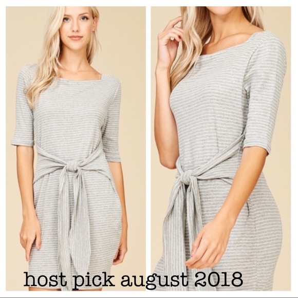 Sale❗️NWT GRAY & WHITE KNOT FRONT DRESS - Picture 2 of 5
